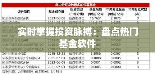 实时掌握投资脉搏:盘点热门基金软件