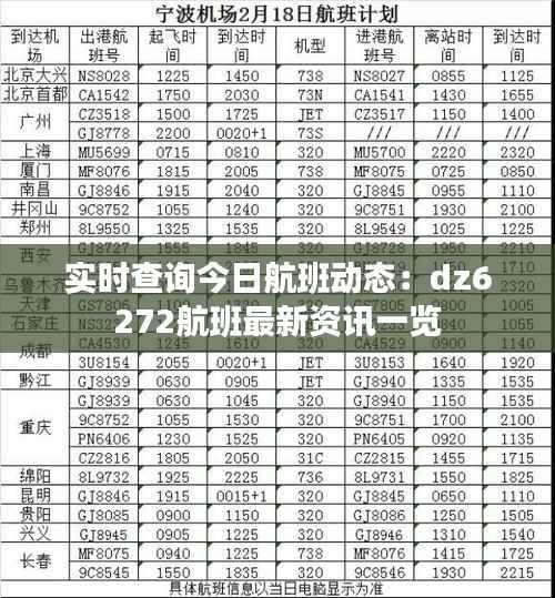 实时查询今日航班动态:dz6272航班最新资讯一览