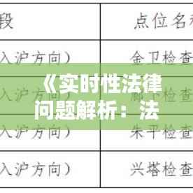 《实时性法律问题解析:法律领域的实时挑战与应对》
