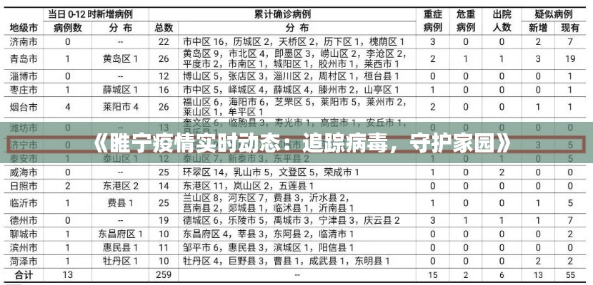 《睢宁疫情实时动态:追踪病毒,守护家园》