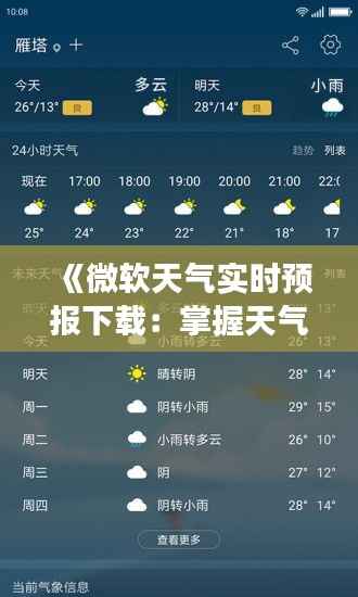《微软天气实时预报下载:掌握天气变化,出行无忧》