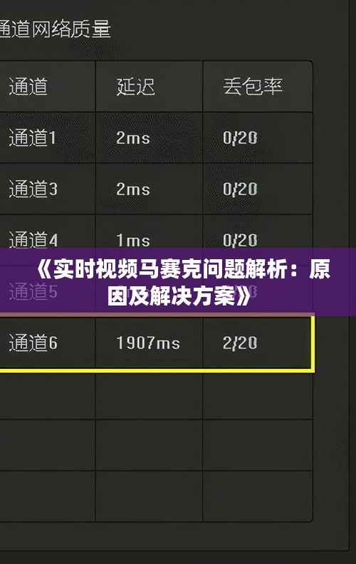 《实时视频马赛克问题解析:原因及解决方案》