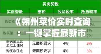 《朔州菜价实时查询：一键掌握最新市场动态》