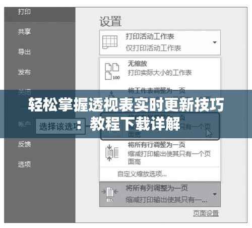 轻松掌握透视表实时更新技巧:教程下载详解