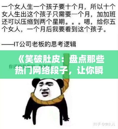 《笑破肚皮:盘点那些热门网络段子,让你瞬间忘却烦恼!》