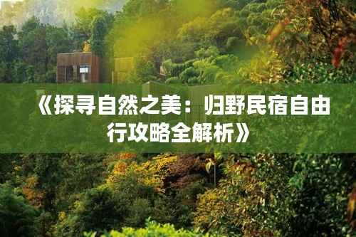 《探寻自然之美:归野民宿自由行攻略全解析》