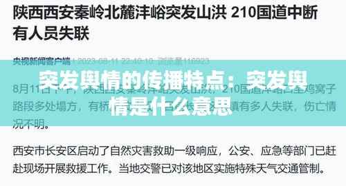突发舆情的传播特点:突发舆情是什么意思