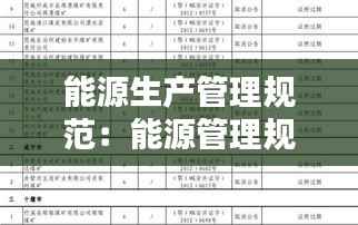 能源生产管理规范：能源管理规程 