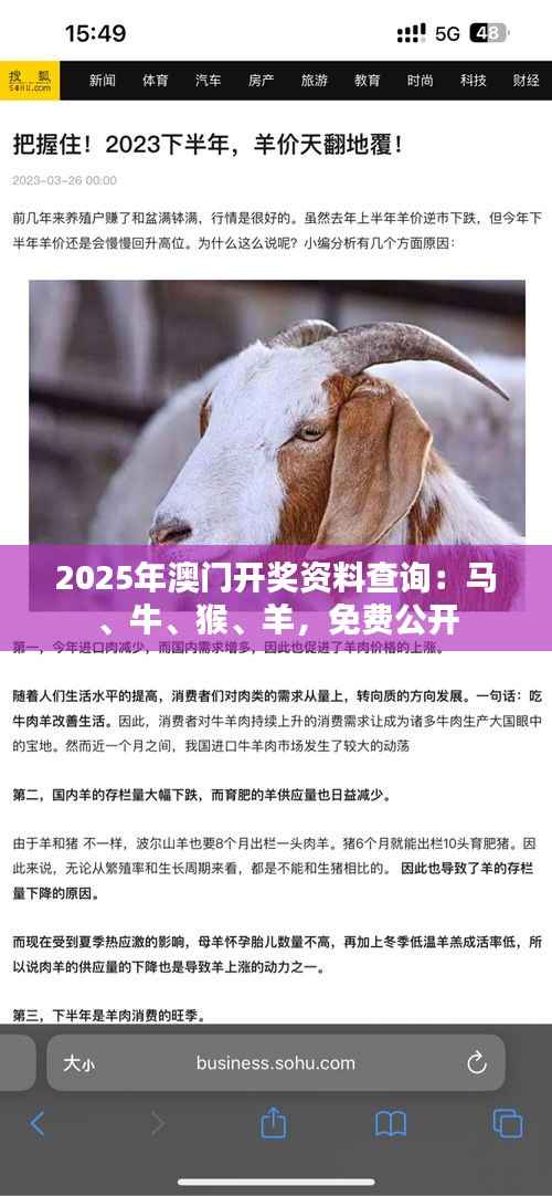 2025年澳门开奖资料查询：马、牛、猴、羊，免费公开