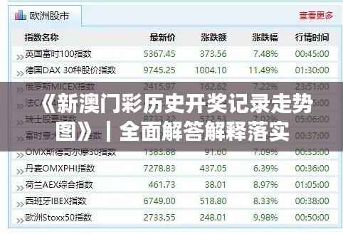 《新澳门彩历史开奖记录走势图》|全面解答解释落实