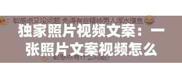 独家照片视频文案:一张照片文案视频怎么做