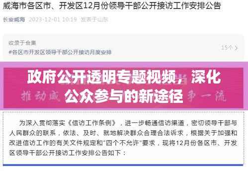 政府公开透明专题视频,深化公众参与的新途径