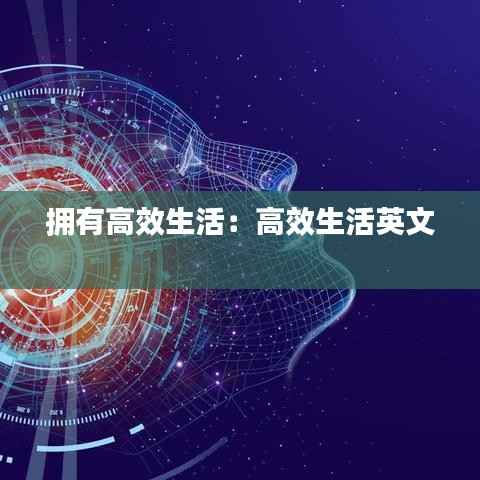 拥有高效生活:高效生活英文