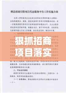 狠抓招商项目落实措施：围绕推进招商引资和项目建设整改措施 