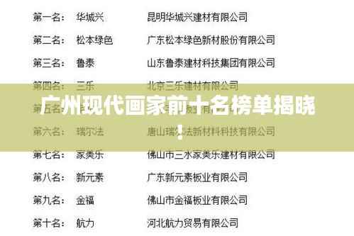 广州现代画家前十名榜单揭晓!