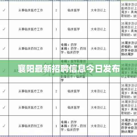 襄阳最新招聘信息今日发布