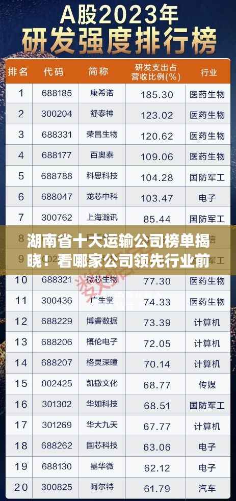 湖南省十大运输公司榜单揭晓!看哪家公司领先行业前沿