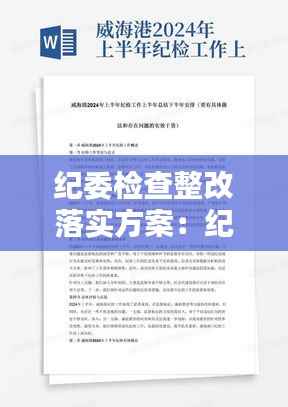 纪委检查整改落实方案:纪检问题整改报告