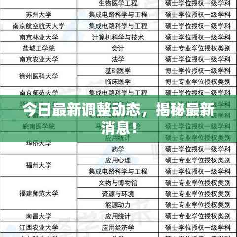 今日最新调整动态,揭秘最新消息!
