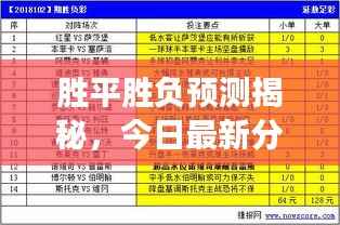 胜平胜负预测揭秘,今日最新分析解读