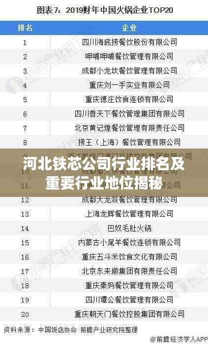 河北铁芯公司行业排名及重要行业地位揭秘
