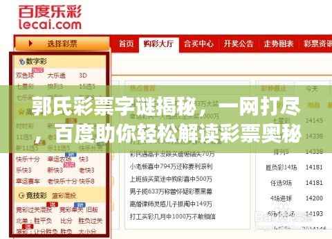 郭氏彩票字谜揭秘,一网打尽,百度助你轻松解读彩票奥秘!