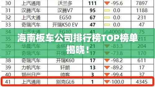 海南板车公司排行榜TOP榜单揭晓!