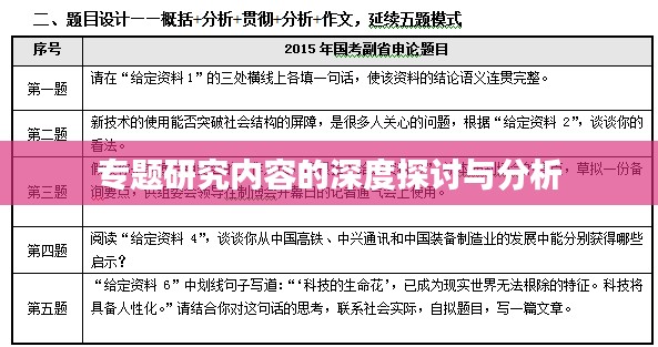 专题研究内容的深度探讨与分析