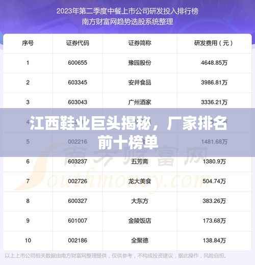 江西鞋业巨头揭秘，厂家排名前十榜单