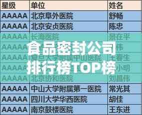 食品密封公司排行榜TOP榜单揭晓!