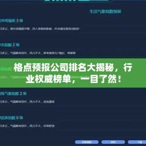 格点预报公司排名大揭秘，行业权威榜单，一目了然！