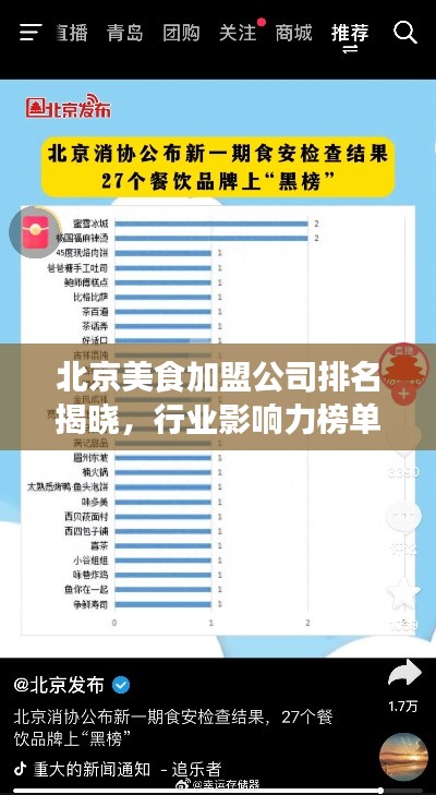 北京美食加盟公司排名揭晓,行业影响力榜单重磅出炉!