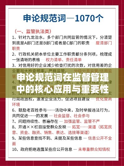 申论规范词在监督管理中的核心应用与重要性解析