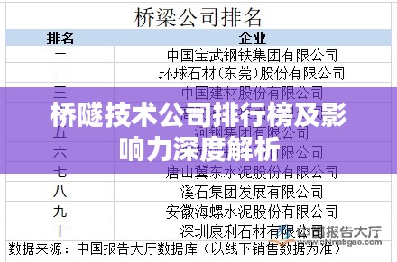 桥隧技术公司排行榜及影响力深度解析