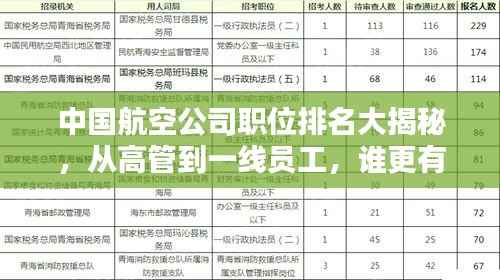 中国航空公司职位排名大揭秘,从高管到一线员工,谁更有话语权?