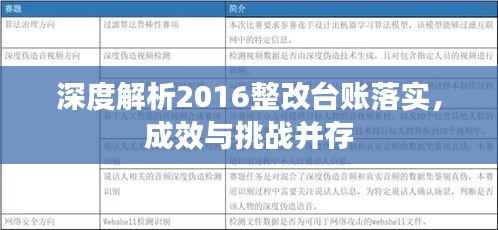 深度解析2016整改台账落实,成效与挑战并存