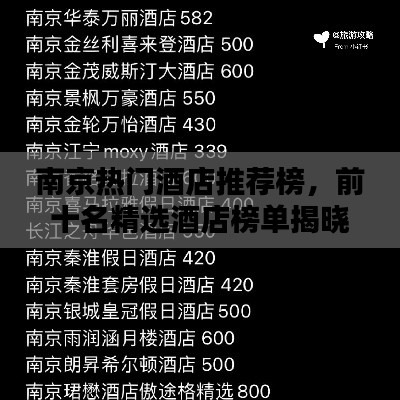 南京热门酒店推荐榜,前十名精选酒店榜单揭晓!