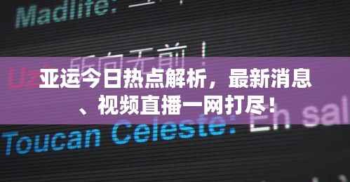 亚运今日热点解析,最新消息、视频直播一网打尽!