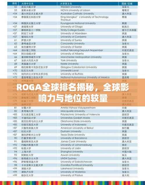 ROGA全球排名揭秘,全球影响力与地位的较量