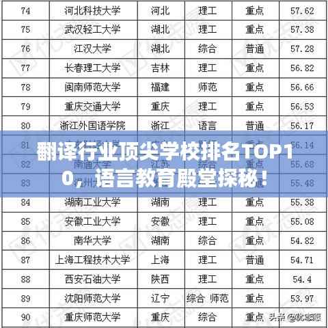 翻译行业顶尖学校排名TOP10,语言教育殿堂探秘!