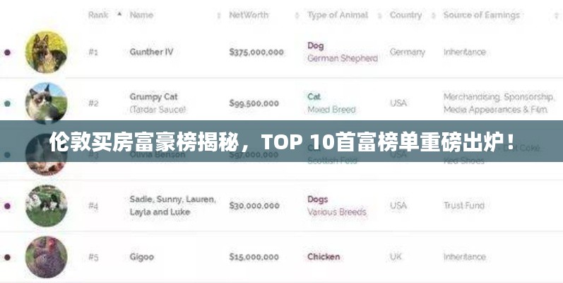 伦敦买房富豪榜揭秘,TOP 10首富榜单重磅出炉!
