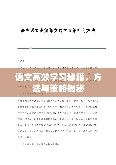 语文高效学习秘籍,方法与策略揭秘