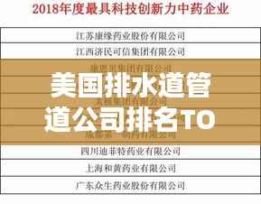 美国排水道管道公司排名TOP榜，权威榜单揭晓！