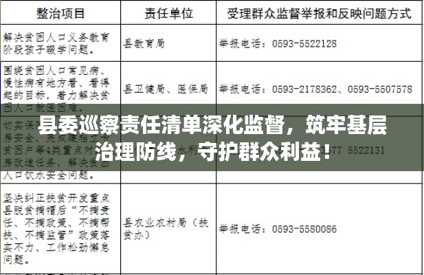 县委巡察责任清单深化监督,筑牢基层治理防线,守护群众利益!