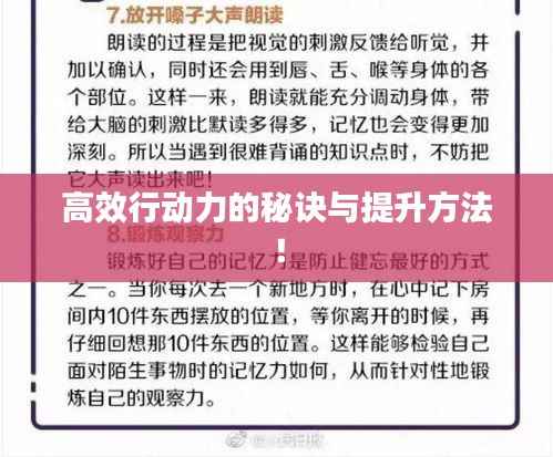 高效行动力的秘诀与提升方法!