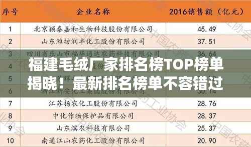 福建毛绒厂家排名榜TOP榜单揭晓！最新排名榜单不容错过