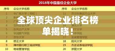 全球顶尖企业排名榜单揭晓！