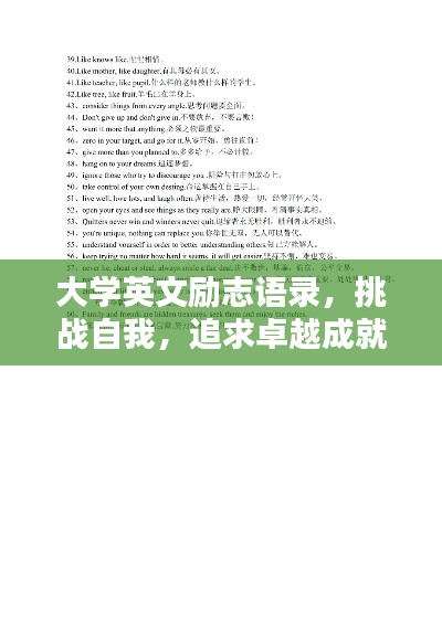 大学英文励志语录，挑战自我，追求卓越成就非凡人生！