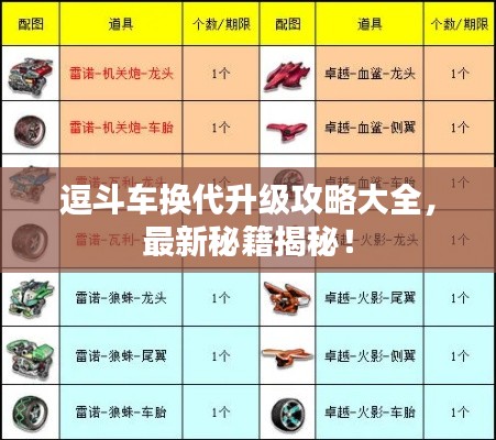 逗斗车换代升级攻略大全,最新秘籍揭秘!