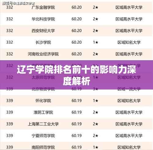 辽宁学院排名前十的影响力深度解析